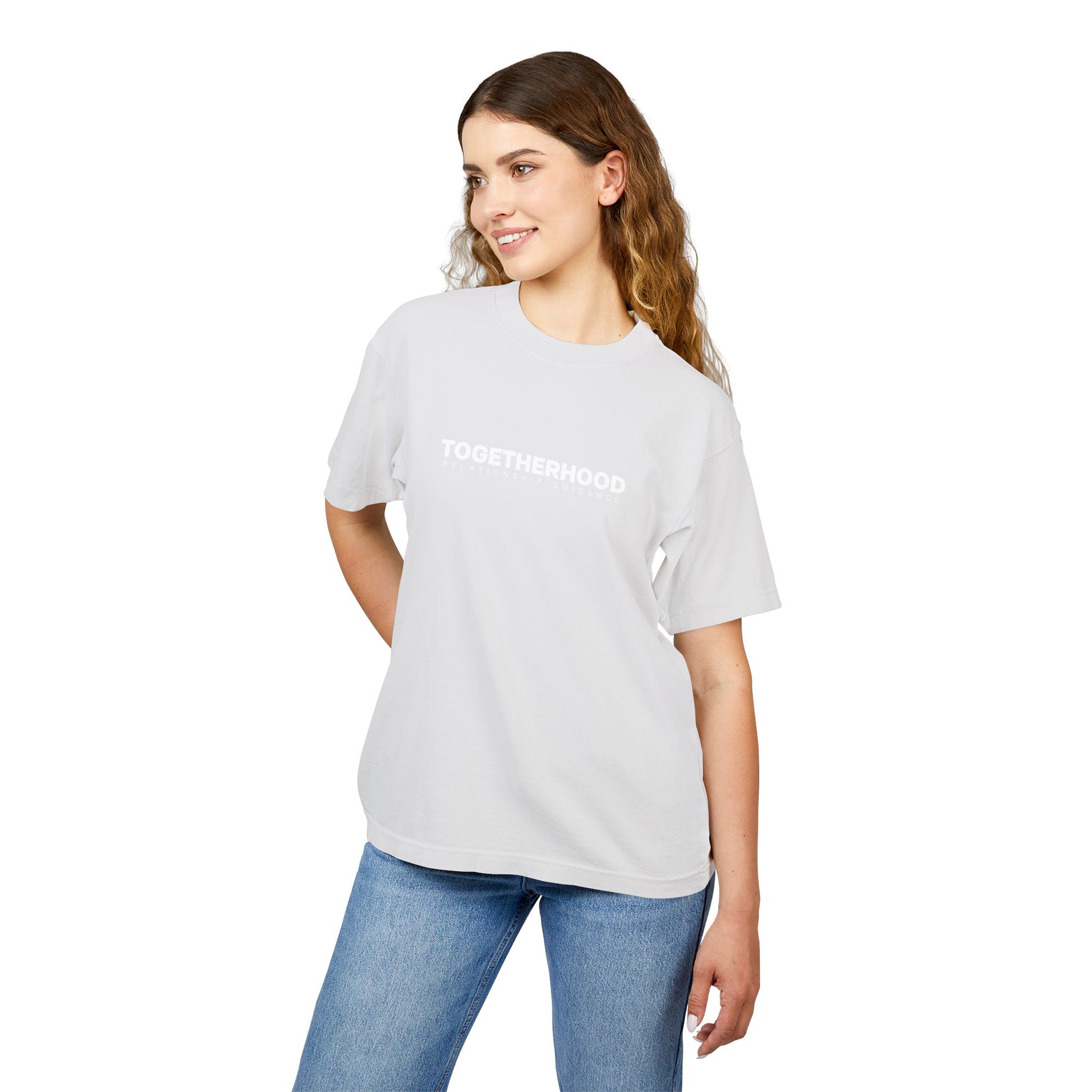 Unisex Grayscale Oversized White Logo Tee